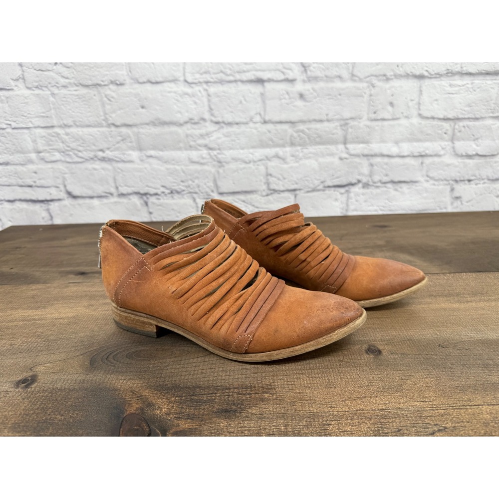 Free People Lost Valley Brown Leather Cutout Ankle‎ Booties Women 37/ 6.5 Boho